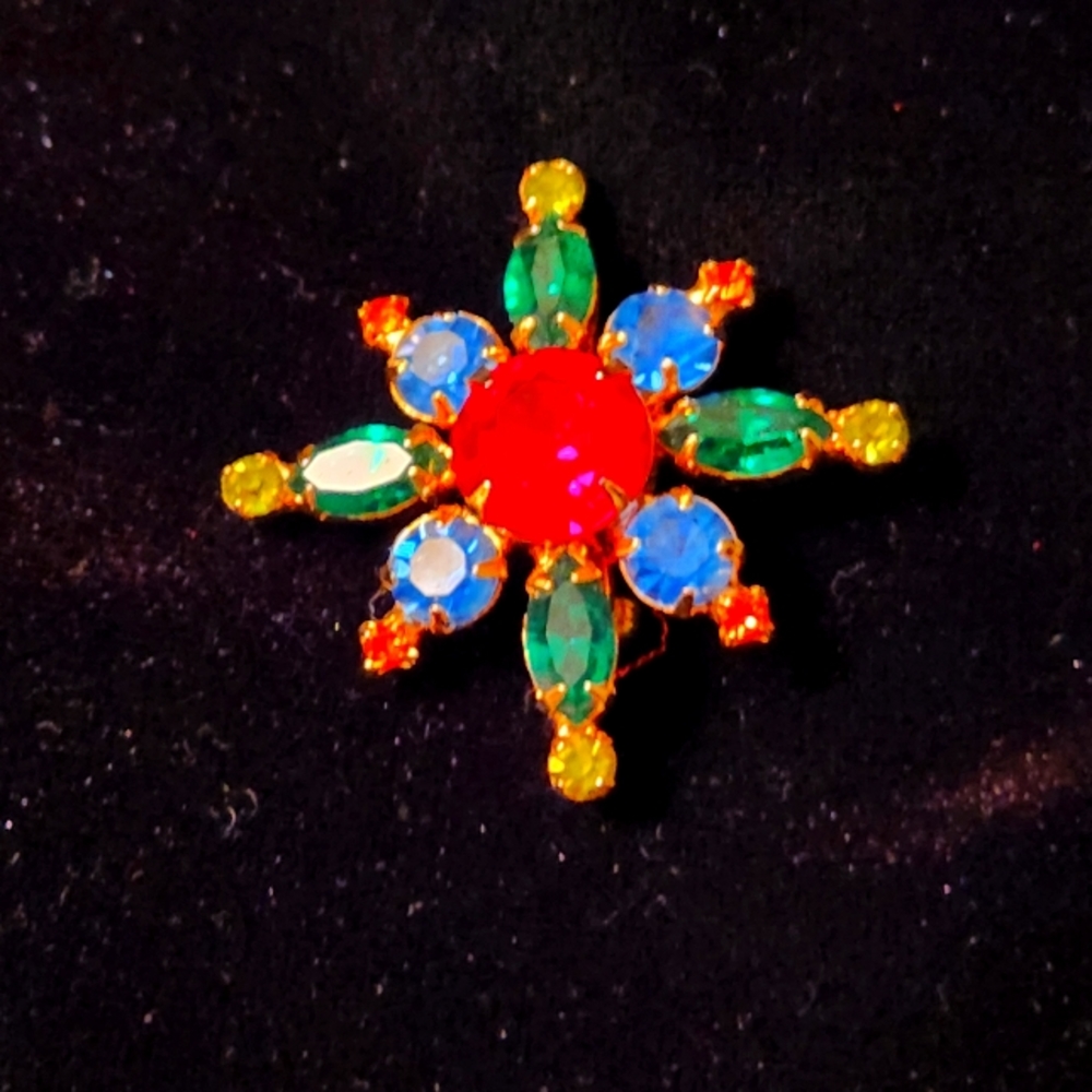 NEW.  Striking multi-colored pin.  Gold setting. Custom made.  NWOT